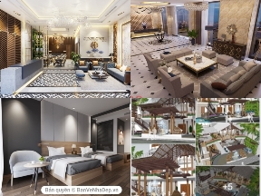 Bộ sưu tập [Sketchup] Bộ 3 bản vẽ thiết kế nội thất khách sạn và 1 bản vẽ thiết kế khách sạn chi tiết